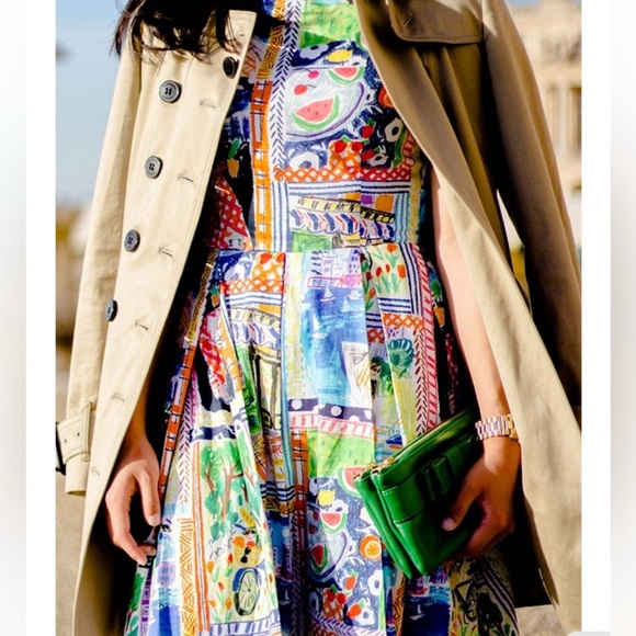 NWT Kate Spade Mariella Picnic Pleat Midi Dress European Summer Watermelon Bike - Picture 2 of 8